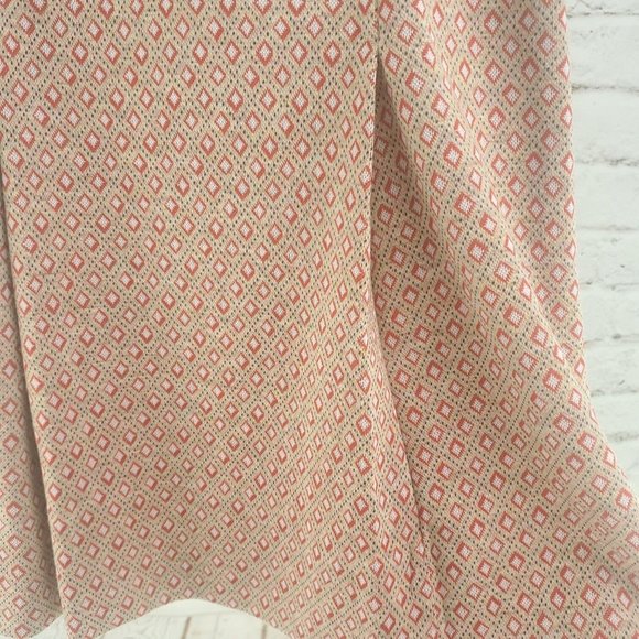 Vintage Womens Light Beige Geometric Flat Front Side Zip Handmade A Line Skirt - Picture 6 of 12